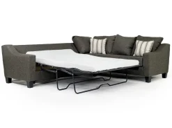 Lucy Tux Queen Sleeper Sectional W/ Mattress In Splash Charcoal, Left Facing