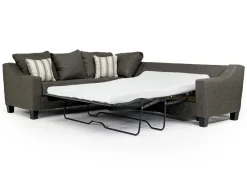 Lucy Tux Queen Sleeper Sectional W/ Mattress In Splash Charcoal, Left Facing