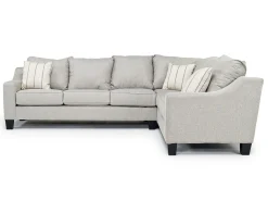 Lucy Tux Queen Sleeper Sectional In Splash Linen, Right Facing