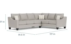Lucy Tux Queen Sleeper Sectional In Splash Linen, Right Facing