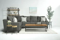 Lucy Tux Queen Sleeper Sectional In Splash Linen, Right Facing