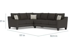 Lucy Tux Queen Sleeper Sectional In Splash Linen, Right Facing