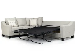 Lucy Tux Queen Sleeper Sectional In Splash Linen, Right Facing