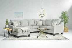 Lucy Tux Sofa Chaise Sectional In Splash Linen, Right Facing