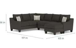 Lucy Tux Sofa Chaise Sectional In Splash Linen, Right Facing