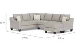 Lucy Tux Sofa Chaise Sectional In Splash Linen, Right Facing