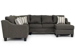 Lucy Tux Sofa Chaise Sectional In Splash Linen, Right Facing