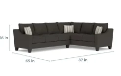 Lucy Tux Sofa Sectional In Splash Charcoal, Right Facing