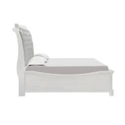 Lyndhurst Sleigh Bed W/ Storage In Vintage White, Queen