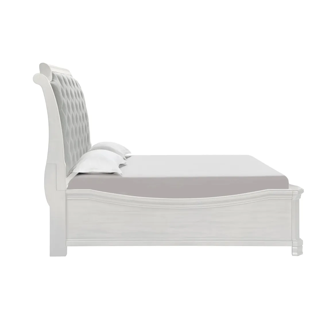 Lyndhurst Sleigh Bed W/ Storage In Vintage White, Queen