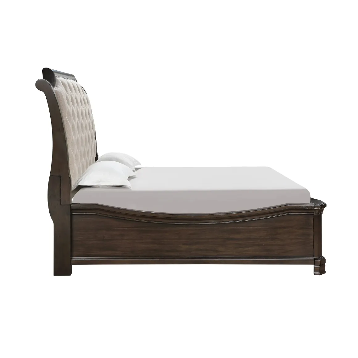 Lyndhurst Sleigh Bed W/ Storage In Vintage White, Queen