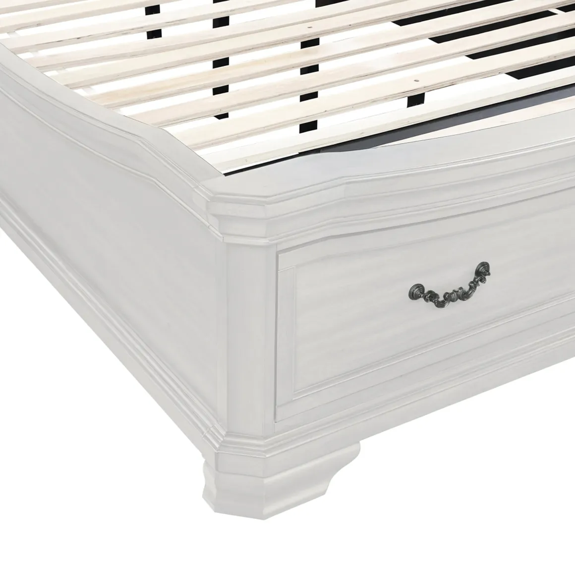 Lyndhurst Sleigh Bed W/ Storage In Vintage White, Queen