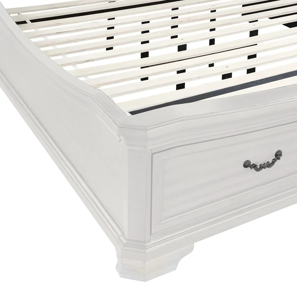 Lyndhurst Sleigh Bed W/ Storage In Vintage White, Queen