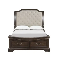Lyndhurst Sleigh Bed W/ Storage In Vintage White, Queen
