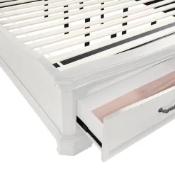 Lyndhurst Sleigh Bed W/ Storage In Vintage White, Queen