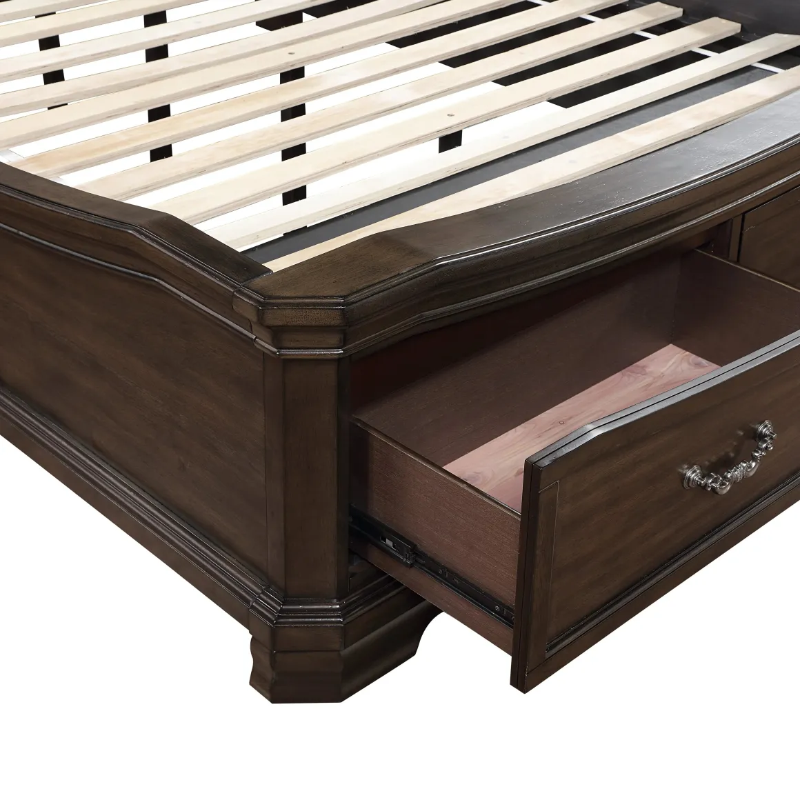 Lyndhurst Sleigh Bed W/ Storage In Vintage White, Queen