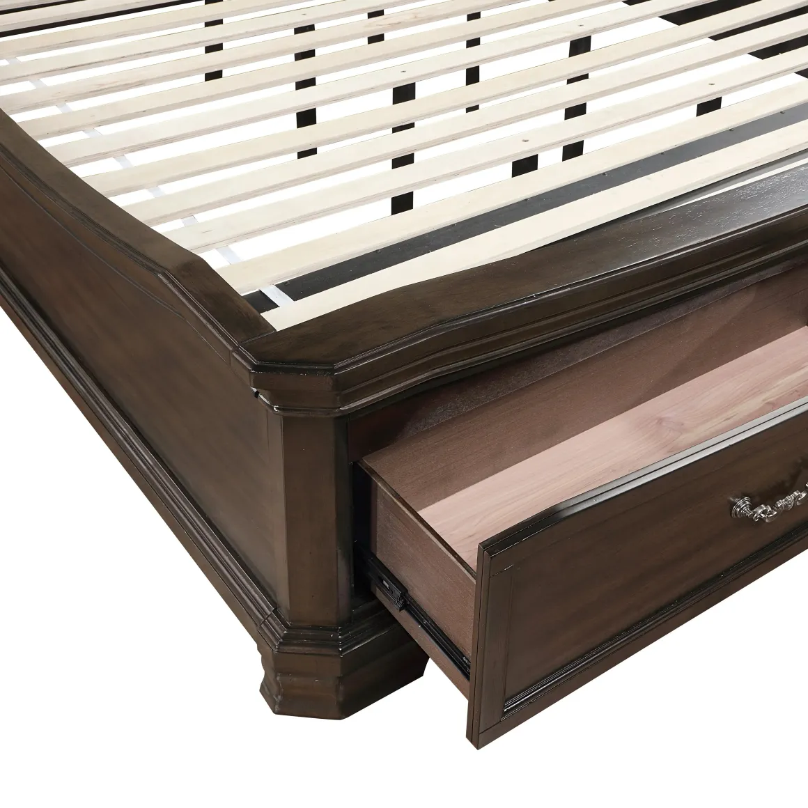 Lyndhurst Sleigh Bed W/ Storage In Vintage White, Queen