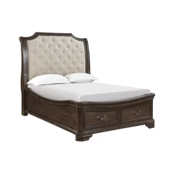 Lyndhurst Sleigh Bed W/ Storage In Vintage White, Queen