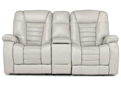 Malibu 3 Power Console Loveseat W/ Wireless Charger In Chocolate Leather