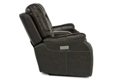 Malibu 3 Power Console Loveseat W/ Wireless Charger In Chocolate Leather