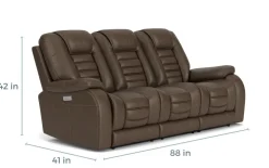 Malibu 3 Power Sofa In Chocolate Leather
