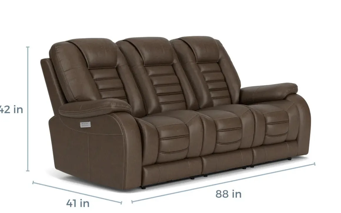 Malibu 3 Power Sofa In Chocolate Leather
