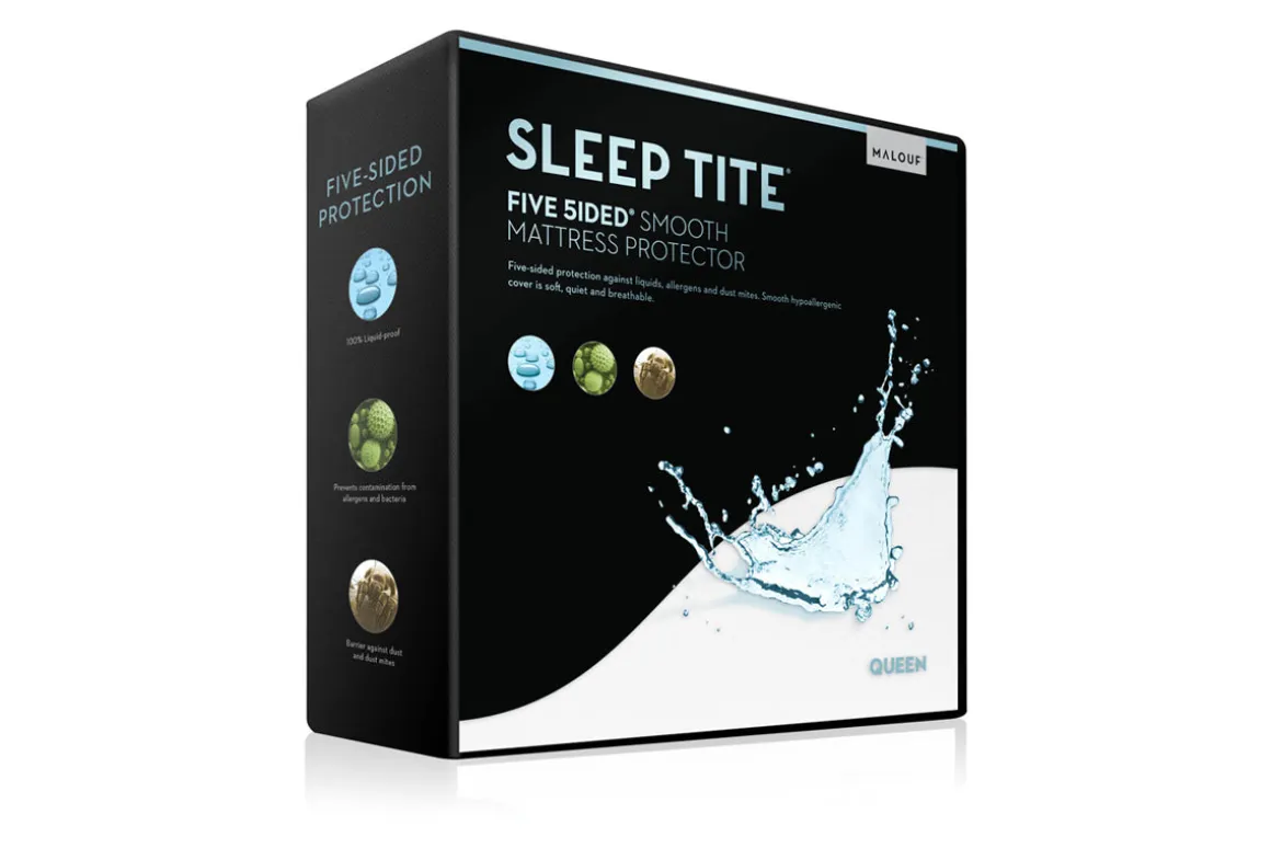 Malouf Sleeptite 5 Side Mattress Pad In White, Twin