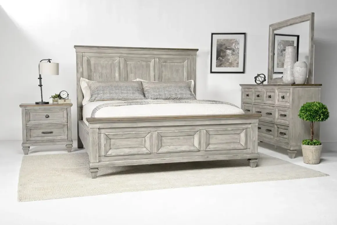 Mariana Bed, Dresser, Mirror & Nightstand In Vintage Creme, Queen
