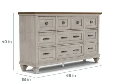 Mariana Bed, Dresser, Mirror & Nightstand In Vintage Creme, Queen