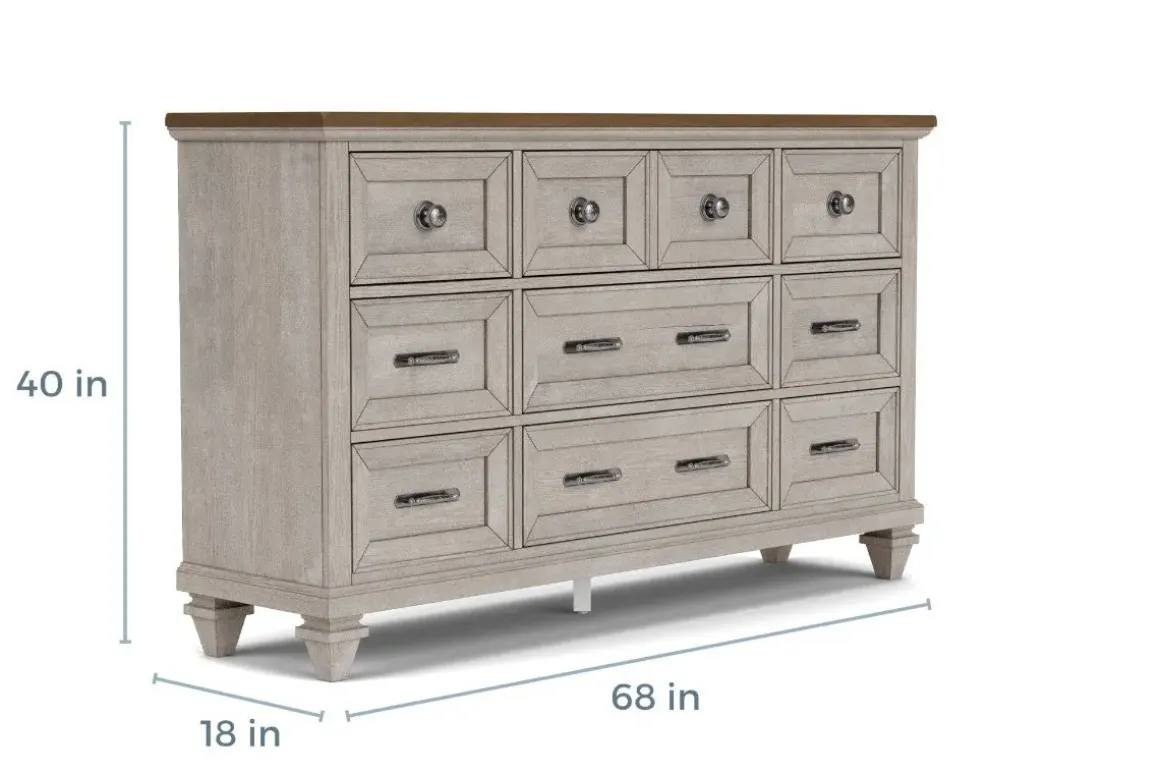 Mariana Bed, Dresser, Mirror & Nightstand In Vintage Creme, Queen