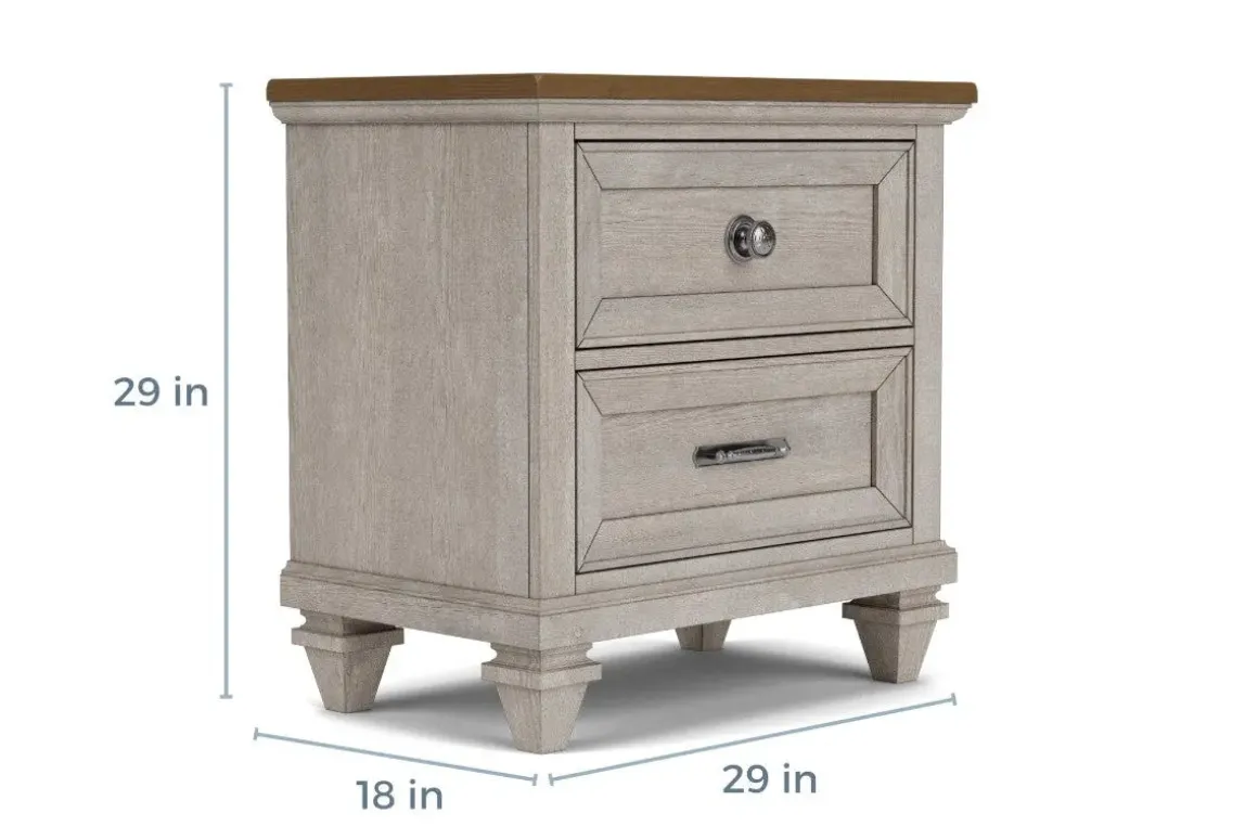 Mariana Bed, Dresser, Mirror & Nightstand In Vintage Creme, Queen