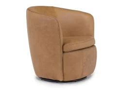 Market Swivel Club Chair In Noce Taupe Leather