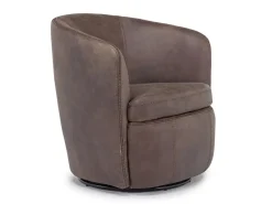 Market Swivel Club Chair In Noce Taupe Leather