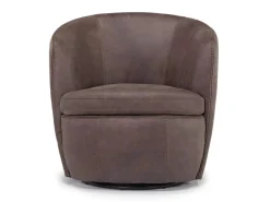 Market Swivel Club Chair In Noce Taupe Leather