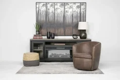 Market Swivel Club Chair In Noce Taupe Leather