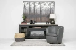 Market Swivel Club Chair In Noce Taupe Leather