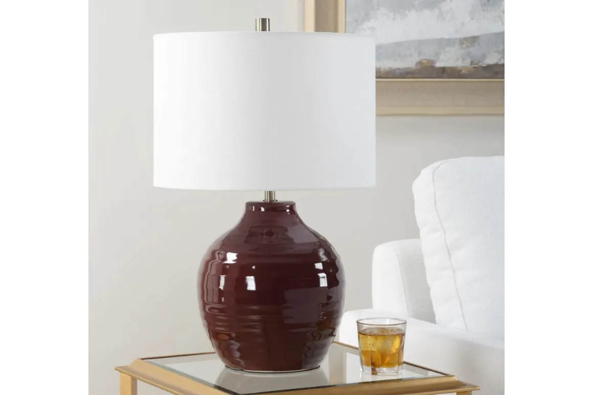 Marron Table Lamp In Maroon