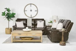 Martina 2 Power Sofa & Loveseat In Dark Brown