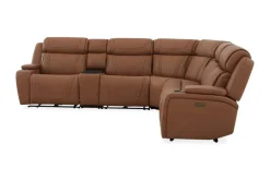 Max 6 Piece 2 Power Sectional In Aline Timber Leather