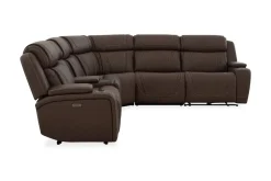 Max 6 Piece 2 Power Sectional In Aline Timber Leather