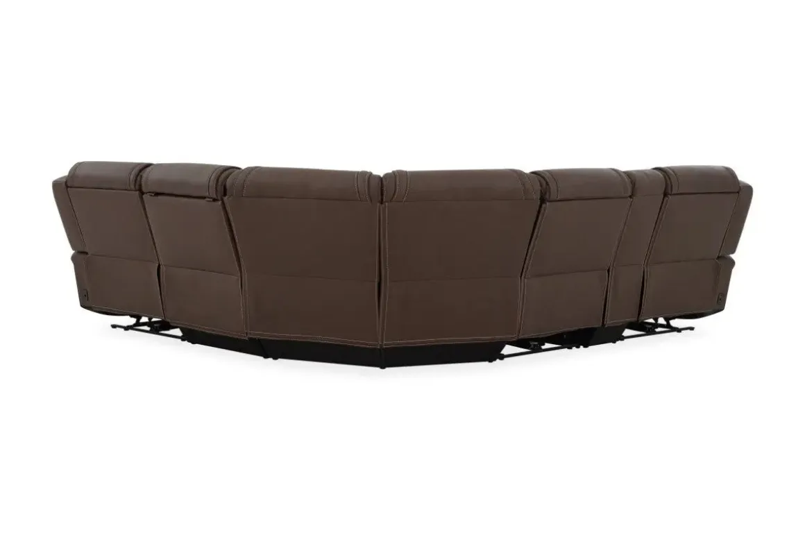 Max 6 Piece 2 Power Sectional In Aline Timber Leather