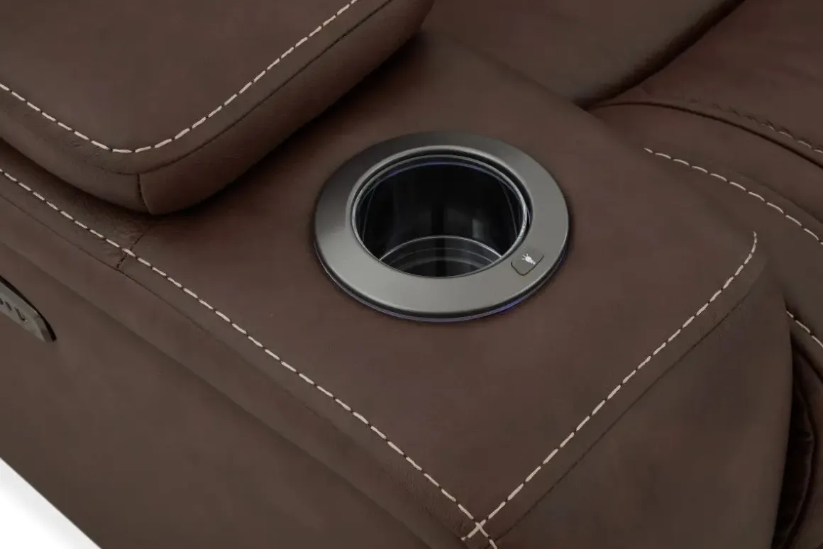 Max 6 Piece 2 Power Sectional In Aline Timber Leather