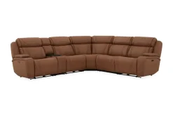 Max 6 Piece 2 Power Sectional In Aline Timber Leather