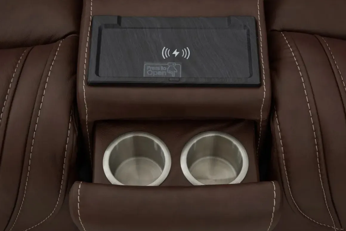 Max 6 Piece 2 Power Sectional In Aline Timber Leather