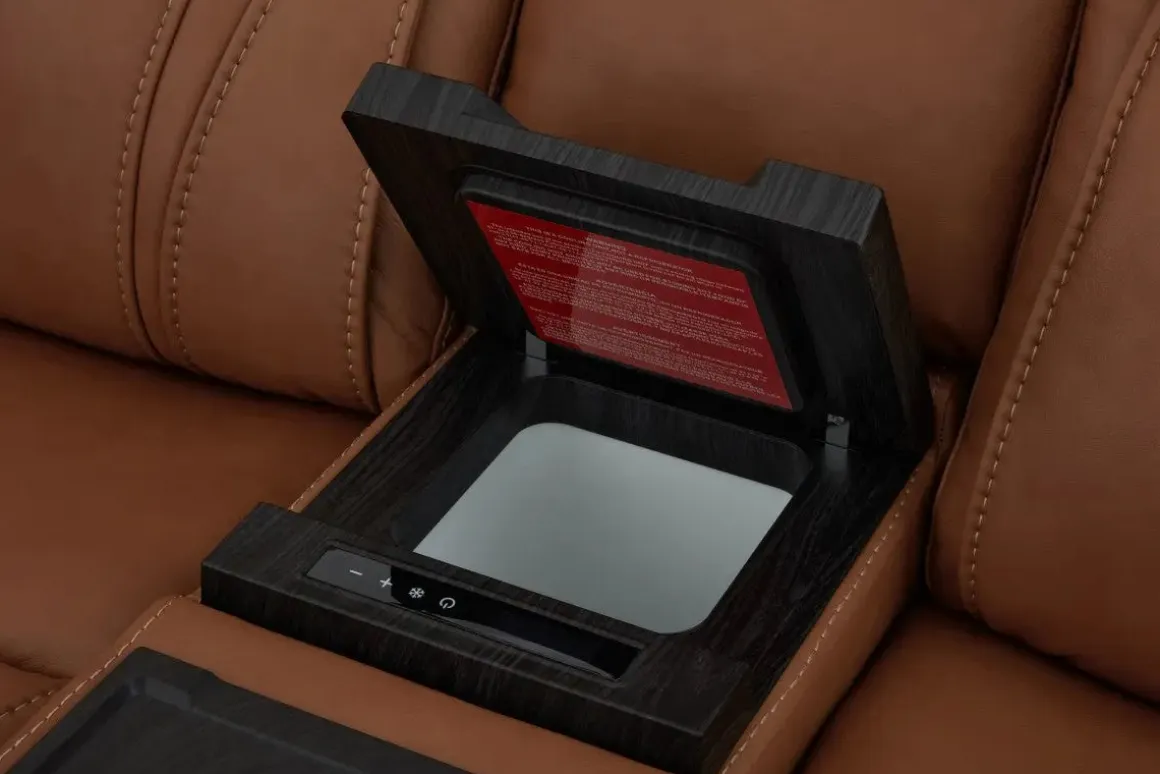 Max 6 Piece 2 Power Sectional In Aline Timber Leather