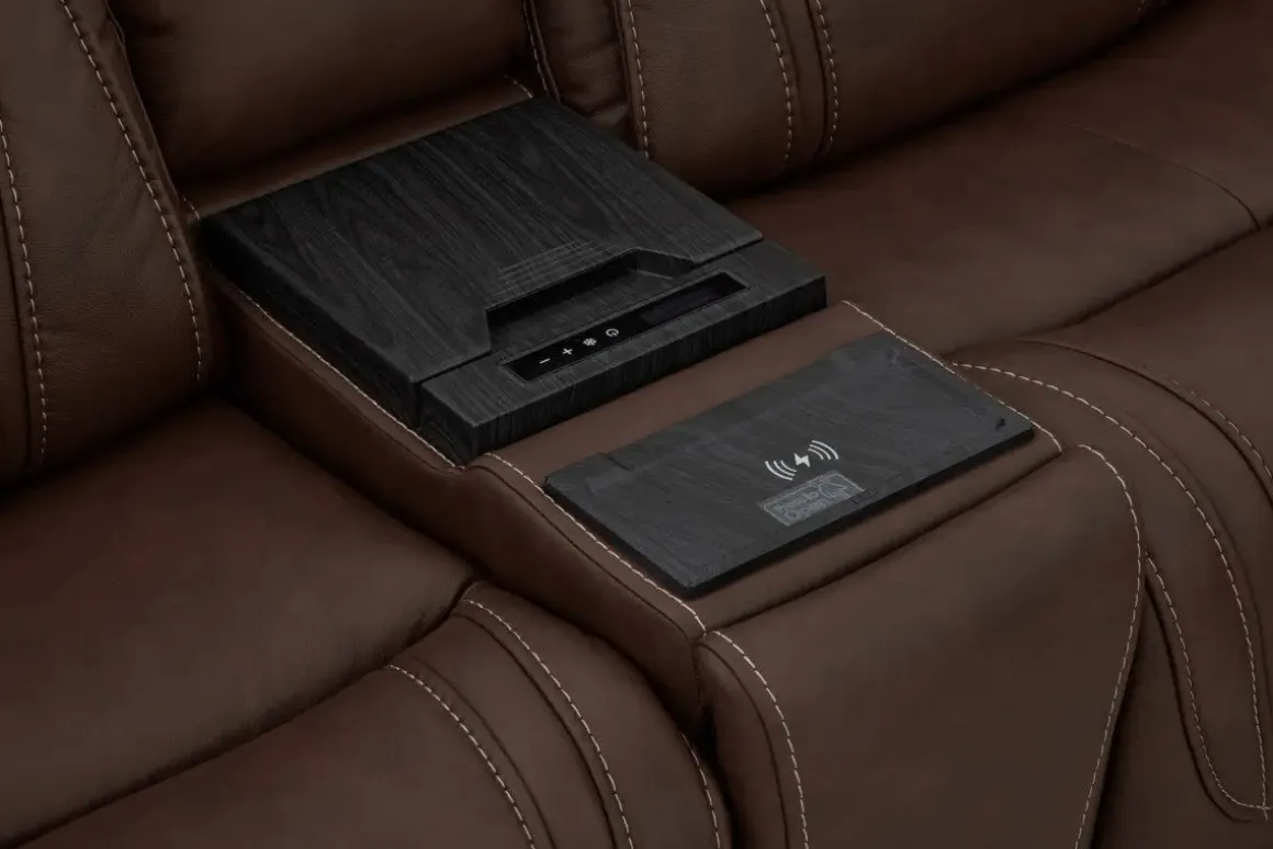 Max 6 Piece 2 Power Sectional In Aline Timber Leather