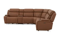 Max 6 Piece 2 Power Sectional W/ 2 Power Armless Recliner In Aline Timber Leather