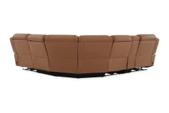 Max 6 Piece 2 Power Sectional W/ 2 Power Armless Recliner In Aline Timber Leather