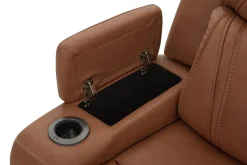 Max 6 Piece 2 Power Sectional W/ 2 Power Armless Recliner In Aline Timber Leather