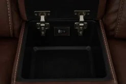 Max 6 Piece 2 Power Sectional W/ 2 Power Armless Recliner In Aline Timber Leather